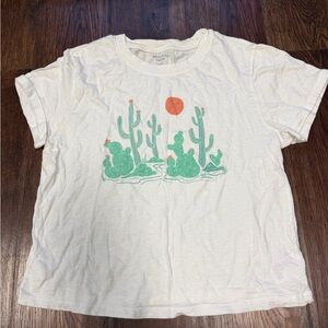 American Eagle Outfitters White Cactus Print Tee